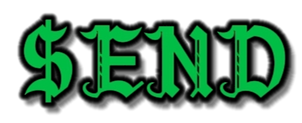 A fancy lettering of a green word that says $end